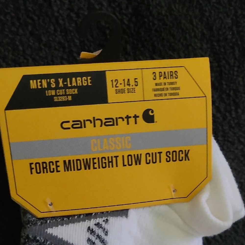 Carhartt Men's Gray and White Low Cut Socks 3 Pair new‎